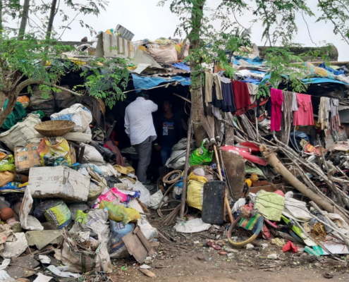 Rajat is visiting a family who lives in garbage